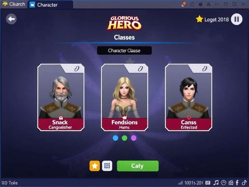 Glorious Hero Character Classes Selection Screen